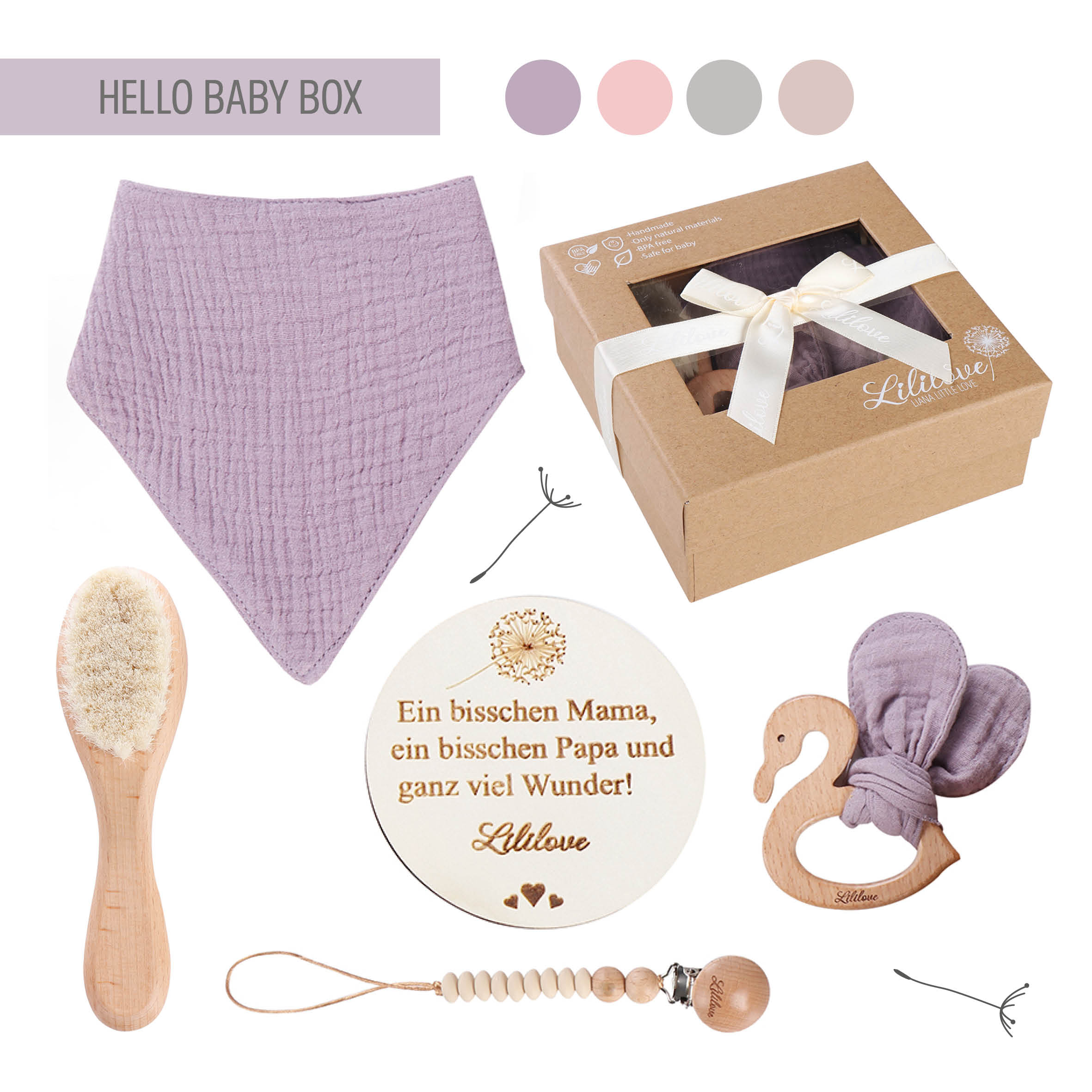 Geschenkset - Hello Baby Box - flieder
